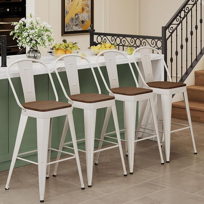 Andeworld Metal Bar Stools Set of 2, 24 inch Counter Height Barstools - Image 9