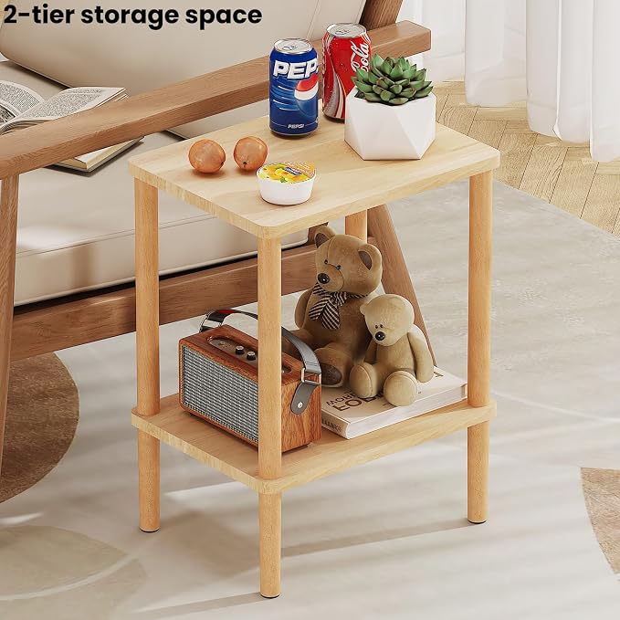 LUCKNOCK Solid Wood Side Table, 2-Tier Small End Table - Image 5