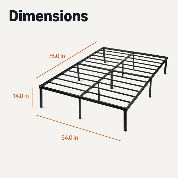 Amazon Basics - Metal Bed Frame, Non-Foldable Platform Bed, Easy Assembly - Image 2