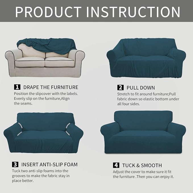 Easy-Going Stretch Oversized Sofa Couch Slipcover Washable Deep Teal | 1-Piece - Image 5