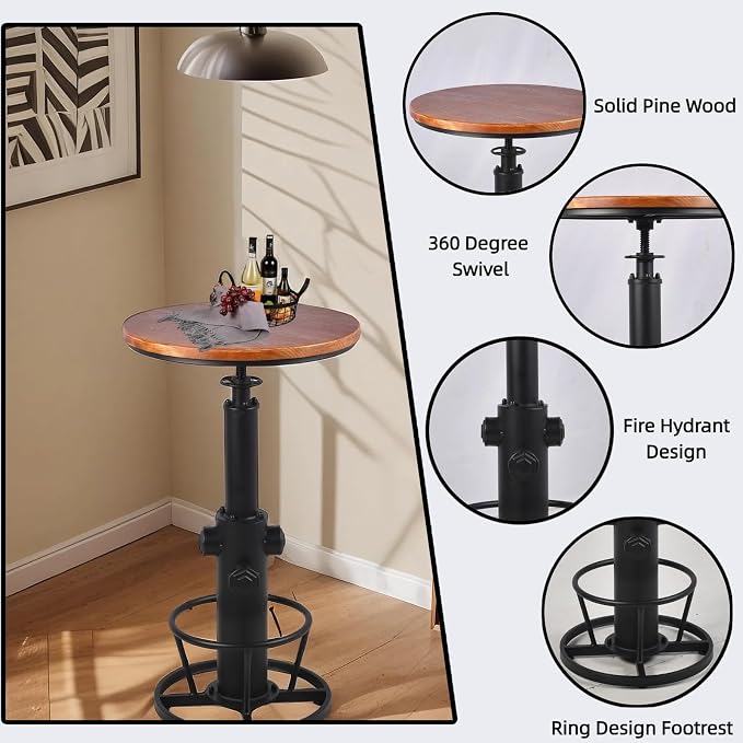 Rustic Industrial 3 Piece Bar Table Set - Image 5