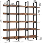 IRONCK Bookcase and Bookshelves Triple Wide 5 Tiers Large Open Shelves - Image 3