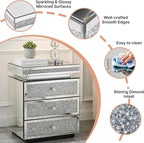 Modern Glam Glass Mirror Nightstand, 3-Drawer Luxury Mirrored Accent Table - Image 5