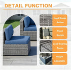 MOCHITO 5 Pieces Outdoor Patio Furniture Sets, All-Weather Sectional Sofa Grey - Image 6