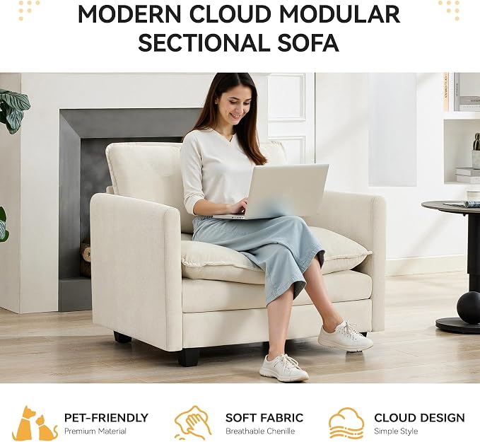 WUTUTUEE 41'' Modern Chenille Oversized Chair, Upholstered Accent Living Room - Image 6