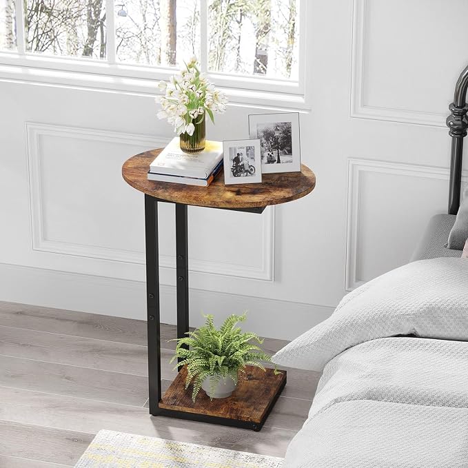 Hosfais Small Side Table Set of 2, C-Shaped Wood Sofa End Table - Image 6