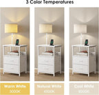 Fixwal Night Stand with 3 Color Temperature Bulb Attached, Nightstand with - Image 5