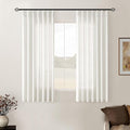 Beige White Pinch Pleat Linen Kitchen Curtains 45 Inches Long 2 Panels Set | by Twodrapes