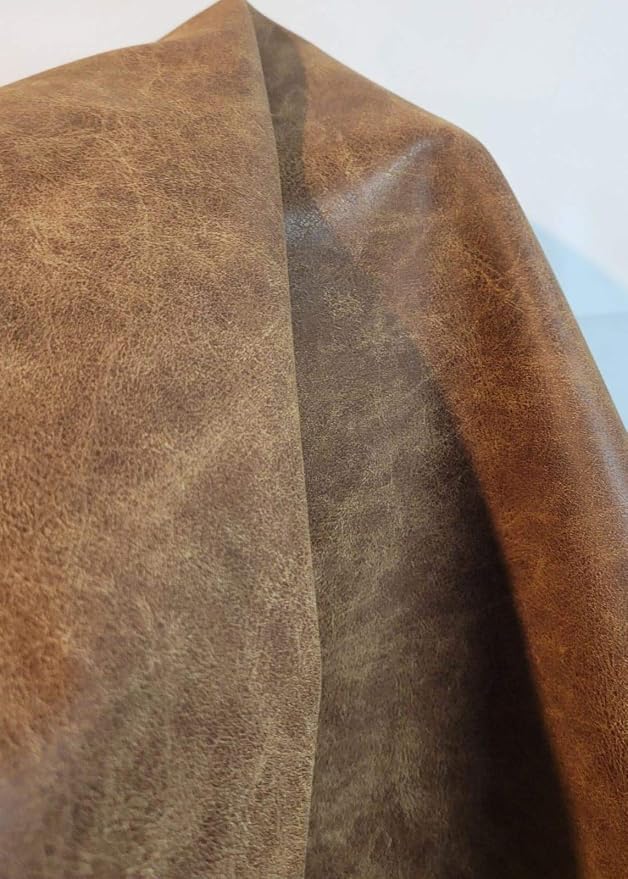 Acorn Medium Brown Distressed Soft faux Vegan PU {Peta Approved Vegan} Leather - Image 3