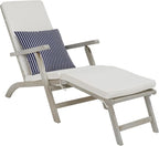 SAFAVIEH Outdoor Collection Palmdale Grey Solid Wood/Beige Cushion by SAFAVIEH