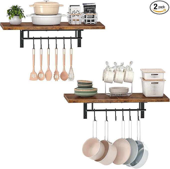CHOEZON Wall-Mounted Pot Racks, Floating Shelves, Wall Shelves, Vintage Pot by Choezon