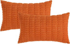 MIULEE Fall Lumbar Corduroy Decorative Throw Pillow Covers 12x20 Orange | Pack - Image 6
