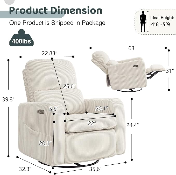 Swivel Rocker Recliner, Oversized Power Recliner Glider - Image 2