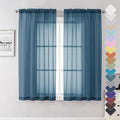 Dusty Blue Sheer Curtains 63 Inch Length 2 Panels, Light Filtering Voile by Lecloud