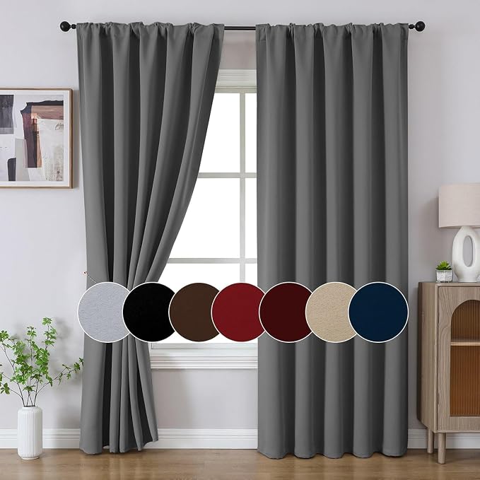 Joydeco Blackout Curtains 96 Inches Long, Thermal Insulated Black Out Curtains - Image 7