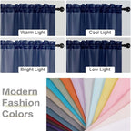 Navy Blue Kitchen Curtains 30 Inch Length Tier 2 PCS, Solid Soft Airy Half - Image 5