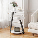 BEWISHOME Round End Table Marble Side Table - Image 2
