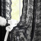 YJ YANJUN Vintage Lace Curtains 96 Inches Long Victorian Floral Gothic Black by YJYANJUN