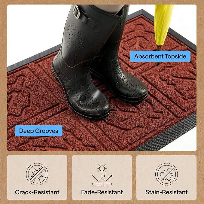 GORILLA GRIP 100% Waterproof All-Season WeatherMAX Doormat, US Designed Natural - Image 5
