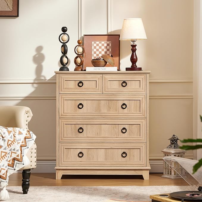 Joaxswe Farmhouse 5 Drawer Dresser - Image 3