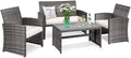 Tangkula 4 PCS Wicker Patio Conversation Set, Outdoor Rattan Sofas by TANGKULA