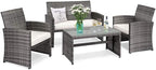 Tangkula 4 PCS Wicker Patio Conversation Set, Outdoor Rattan Sofas by TANGKULA