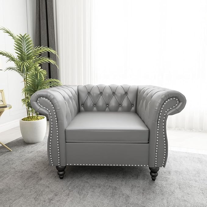 AVZEAR Leather Upholstered Armchair, Single Sofa Chair - Image 4