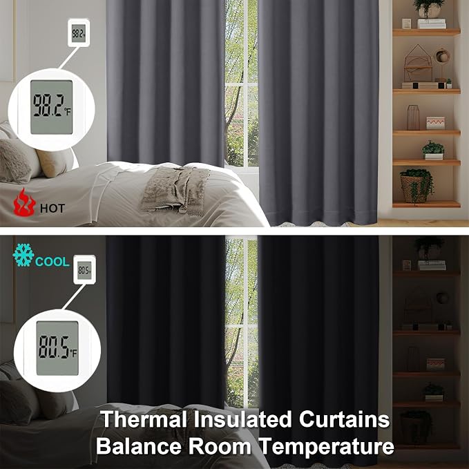 Simplebrand Ava Grey Blackout Extra Long 10ft Curtains - Image 6