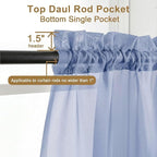 Chyhomenyc Denim Blue Sheer Curtains 84 Inches Long, 2 Panels | Light Filtering - Image 5