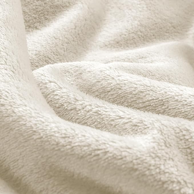 BEDELITE Fleece Blanket Soft Plush Oversized Bed Blanket Cream 120"x120" | - Image 6
