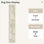 Soalmost Abstract Runner Rug 2x12 Hallway Kitchen Runners Beige/Gray | Vintage - Image 5