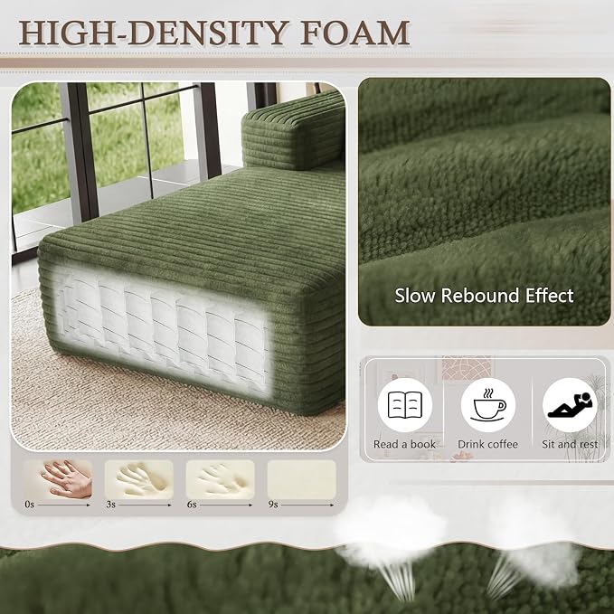 95" Cloud Sectional Couch U-Shaped Chaise - Image 4