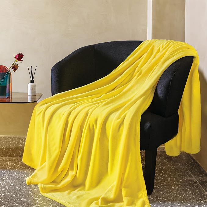 Yellow Fleece Plush Throw Blanket 50"x70"for Couch Sofa Fuzzy Cozy Flannel | by JIAHANNHA