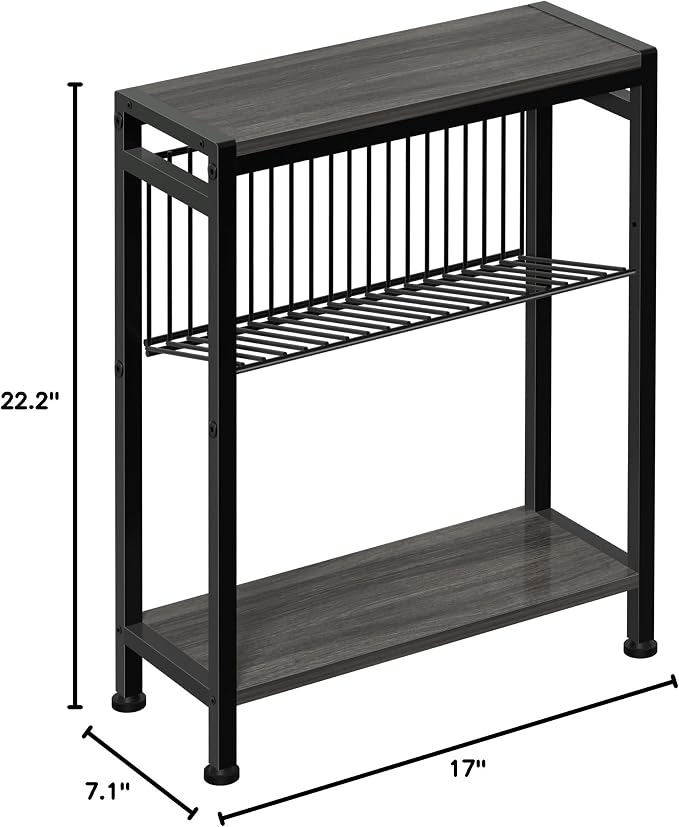 End Table for Small Space, 3-Tier Narrow Side Table - Image 3