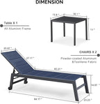 PURPLE LEAF Outdoor Chaise Lounge Set of 2 Aluminum Patio Lounge Chair - Image 2