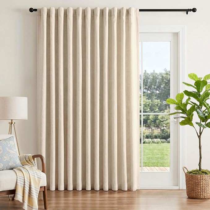 INOVADAY Extra Wide 100% Blackout Linen Curtain by INOVADAY