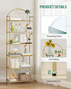 Hzuaneri Bookcase Bookshelf, Tempered Glass Bookshelves, Slim Shelving Unit - Image 3