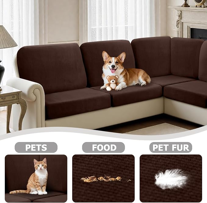 Arfntevss Sectional Couch Covers L Shape Couch Cushion Covers Slipcovers Fitted - Image 6