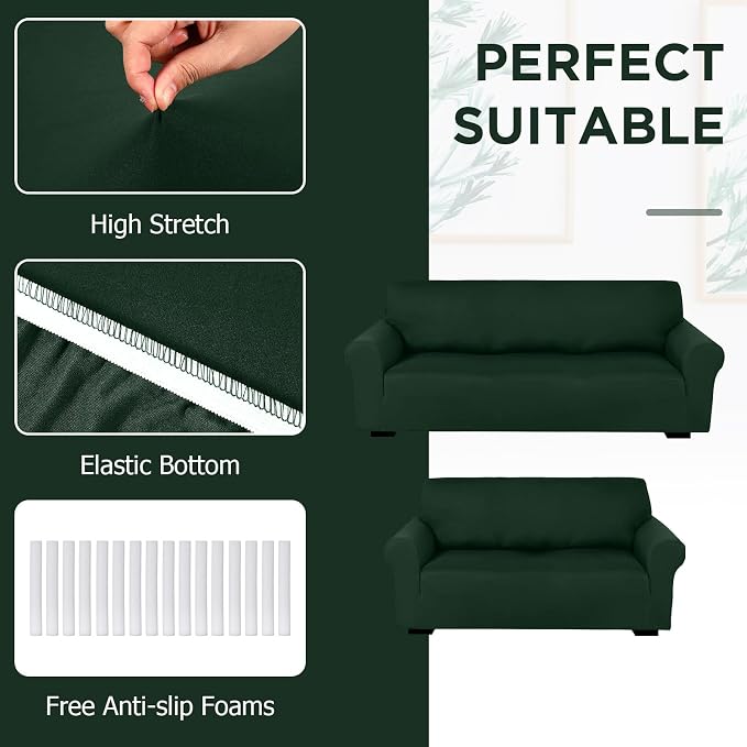 Peryiter 2 Pcs Sofa Covers Couch and Loveseat Covers Set Stretch Sofa Slipcover - Image 4
