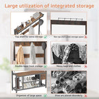 39" Hall Tree with Storage Coat Rack freestanding Entryway Furniture Bench - Image 4