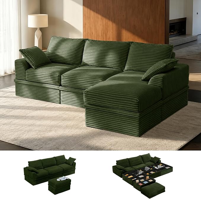 Upgrade Boneless Couch with Storage, Extra Deep&High Seat Modular Sectional by Unknown
