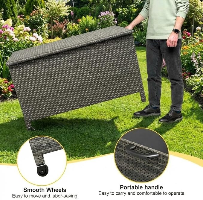 GarveeLife Medium Outdoor Wicker Storage Box, PE Rattan Patio Storage Chest - Image 4