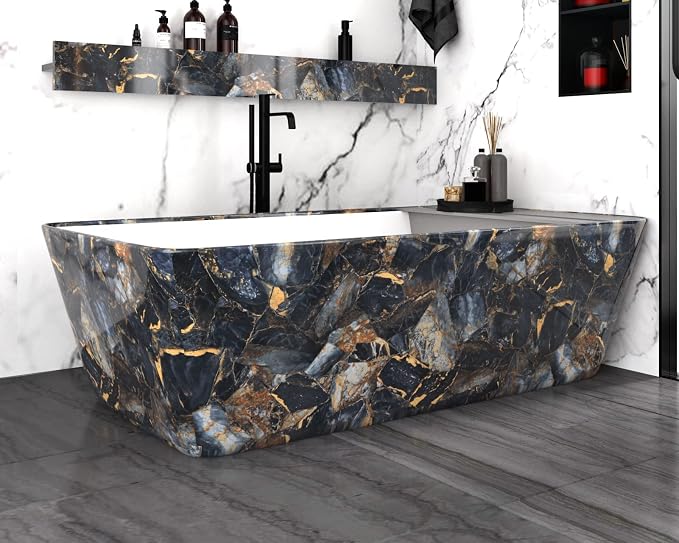 Black Marble Contact Paper Waterproof Removable Peel and Stick Wallpaper Film - Image 6