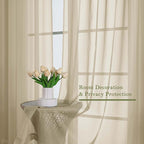 Taupe Sheer Curtains 108 Inches Long 2 Panels, Dual Rod Pocket Light Filtering - Image 4