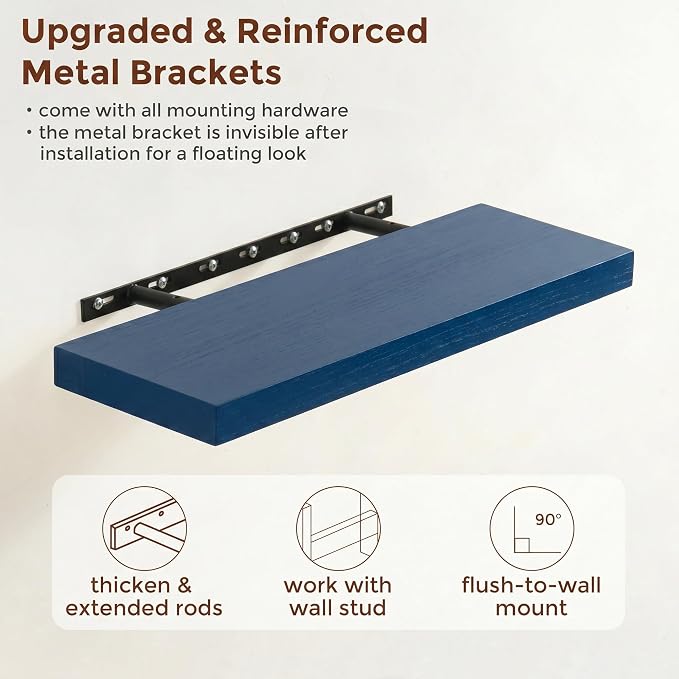 fuqing Dark Blue Floating Shelves | 24 Inch Floating Shelves - Image 5