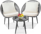 wildformers 3 Pieces Bistro Set, Woven Rope Chair by wildformers