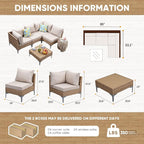 JOYURE 5 Piece Wicker Patio Furniture Set, Outdoor Conversation Sectional Sofa - Image 2