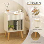Fultyle White Nightstand with Charging Station, Mid Century Modern Bedside - Image 5