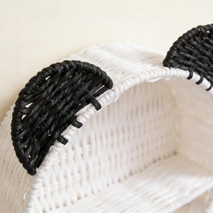 Panda Nursery Decor Wall Shelf, Handwoven Wicker Nursery Shelves - Image 7