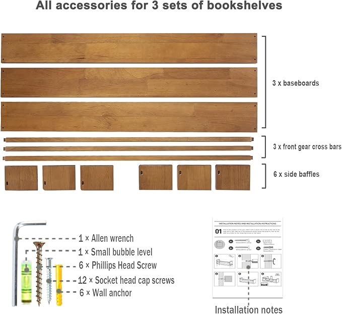 AZSKY Light Walnut Nursery Book Shelves 36 in Floating Wall Mounted Bookshelf - Image 6